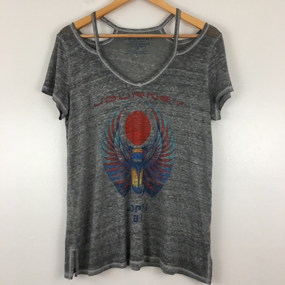 Lucky Brand Journey Burnout Cold Shoulder Tee M - Picture 4 of 8